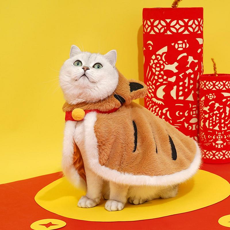 Костюм-плащ для кошки Теплый плащ для кошки Одежда для кошки в холодную погоду Согревающий плащ с капюшоном Зимняя одежда для питомца Зимний костюм-тигр для питомца Для дома Зима france