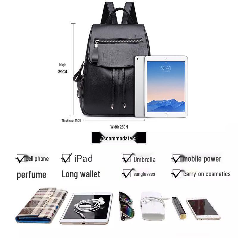 Women's Soft PU Leather Backpack - Casual Autumn/Winter School & Travel Bag