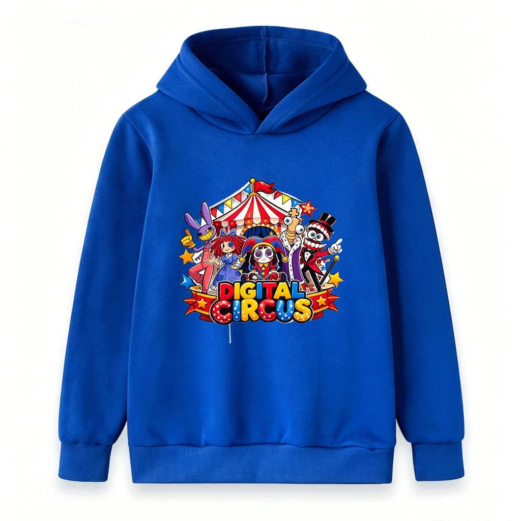 Kids Boys Girls Funny Circus Cartoon Print Hoodie Casual Long Sleeve Pullover Hooded Sweatshirt For Children Daily Wear
