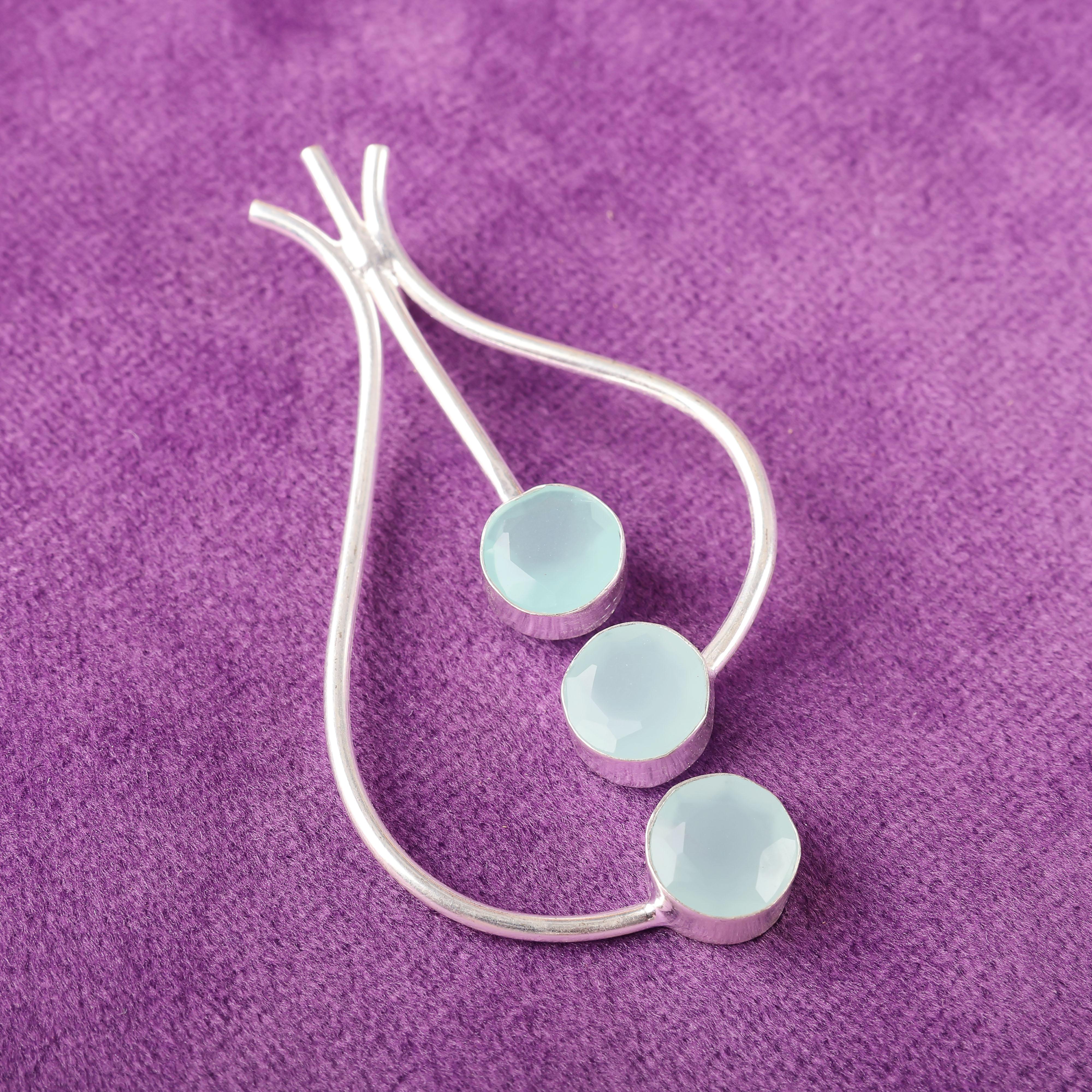 

Кулон из аквахалцедона, Ювелирное изделие из стерлингового серебра 925 пробы, Кулон с драгоценным камнем, Подарок для нее, Изящное украшение ручной работы 2.2 Inches синий