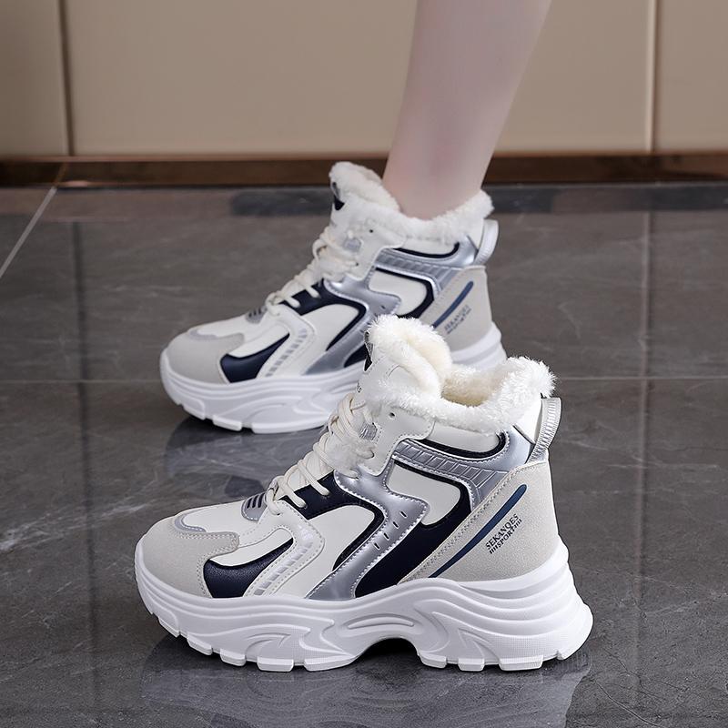 TUINANLE Winter Sneakers with Fur Shoes Woman Casual Sports Skateboard Trainers Women Comfort Warm Plush Athletic Shoes