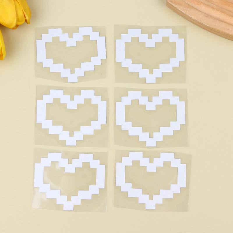 6Pcs Mosaic Heart-Shaped Pixel Heart-Shaped Car Window Decoration Waterproof Headlight And Taillight Decoration Stickers