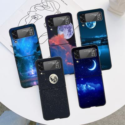 כיסוי לילה ירח מלא לשמיים עבור Samsung Galaxy Z Flip 3 5G ZFlip3 Z Flip 4 ZFlip Flip4 zflip כיסוי מגן PC קשיח קאפה