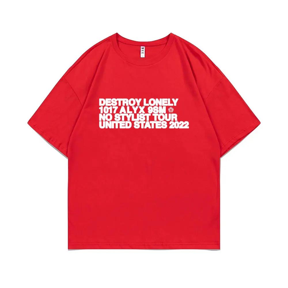 Rapper Destroy Lonely Alyx Baskılı Tişört Unisex Oversize Pamuklu Kısa Kollu Tişörtler Unisex Hip Hop Rap Tarzı Tişört Unisex Sokak Tişörtü