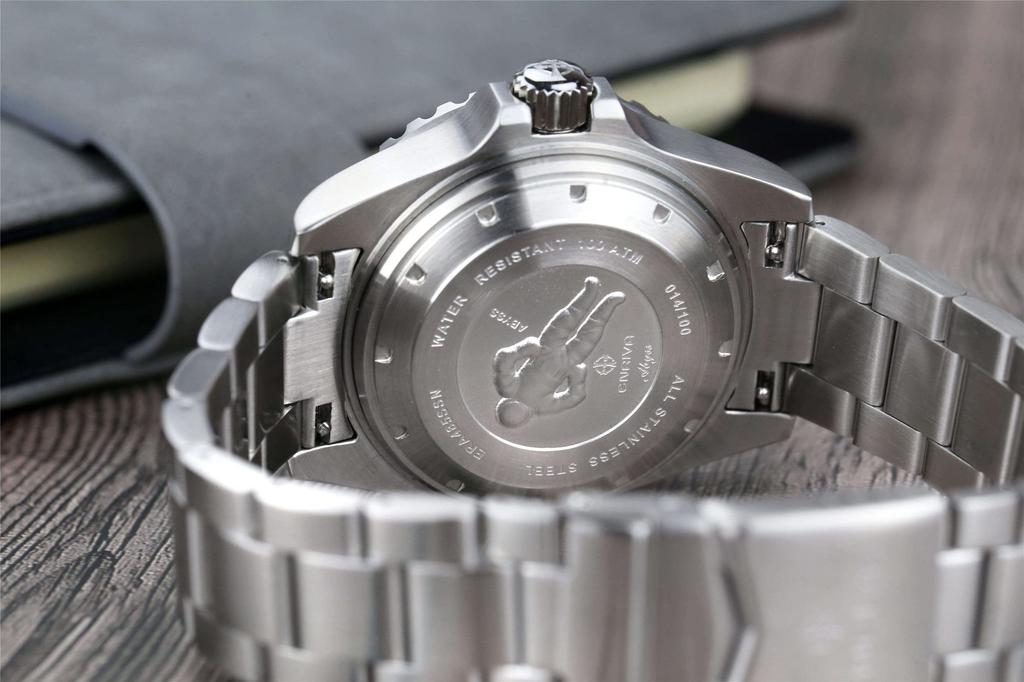 ENRIVA Watch Automatic Watch Automatic Date Display Blue Diver's 100ATM,