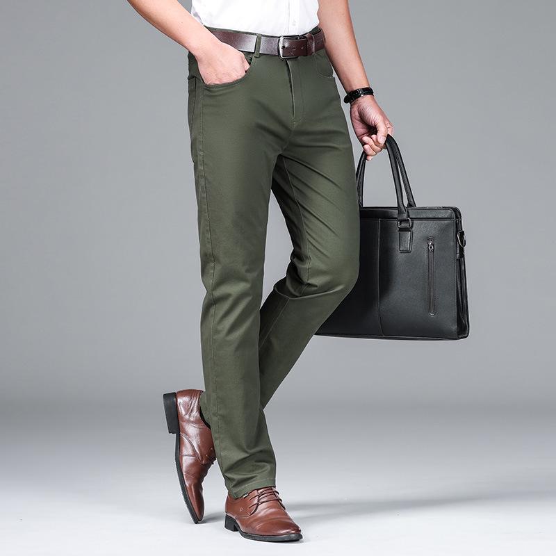 

Мужские деловые брюки с высокой талией: Удобный, прямого кроя, идеально подходит для официальной одежды весной и осенью. 38 (≈100 cm) 200 jin армия зеленый