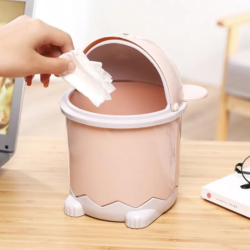Desktop Trash Can With Lid Mini Trash Can On The Table Creative Home Living Room Coffee Table Small Paper Basket Household Garbage Storage Tool