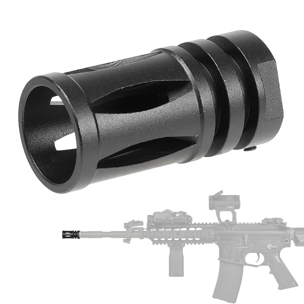 Ryohin Buhin 14mm Reverse Thread Compatible M16A1 Birdcage Flash Hider Replica, 6 Ports, Aluminum Alloy, Black