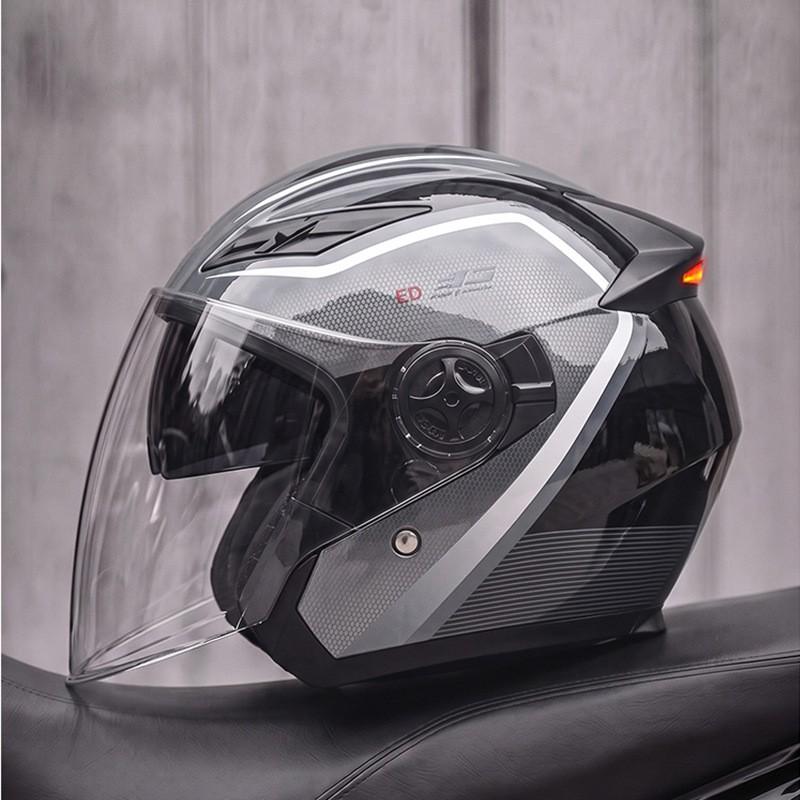 AD 3/4 Motorcycle Helmet Men Women 3C Certified Half Face With LED Light Commuting All Season