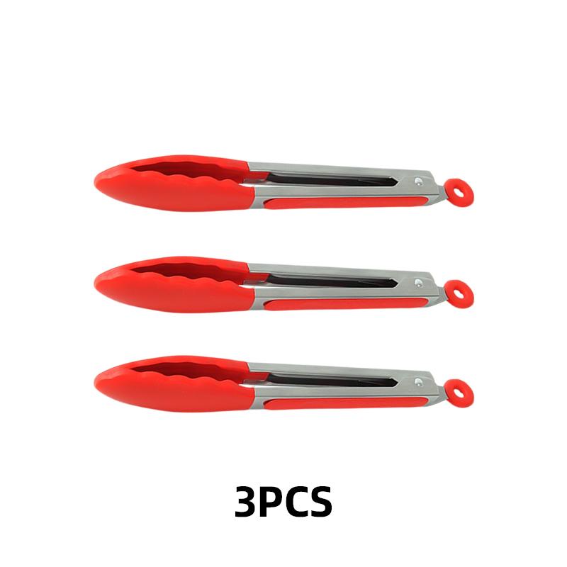 1/3pcs Stainless Steel Cooking Tongs with Non-Slip Silicone Tips 9inch Heat-Resistant Tongs for BBQ Oven Grilling Salad Kitchen