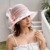 Elegant Wide Brim Bridal Tea Party Wedding Hat UV Protection Breathable Organza Hat Sun Hat Summer