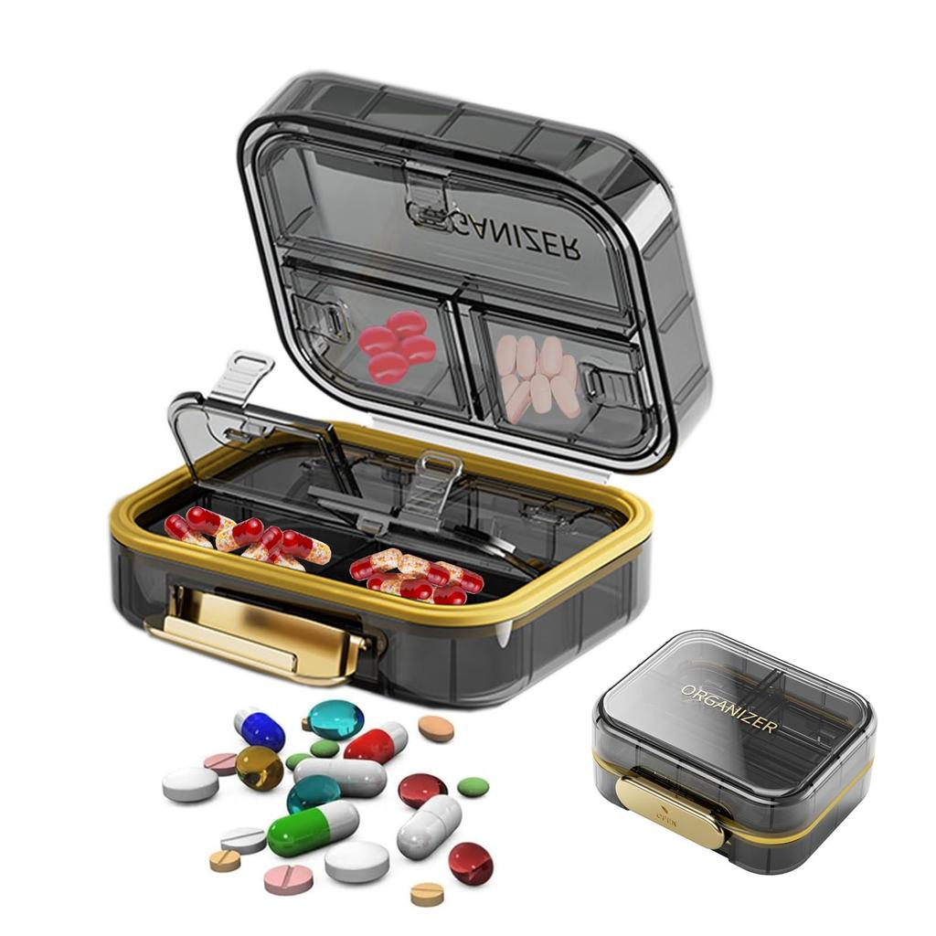 Small Daily Pill Organizer Travel 7 Compartments Portable Medicine Organizer For Stylish Purse Pocket To Vitamins Moisture Proof