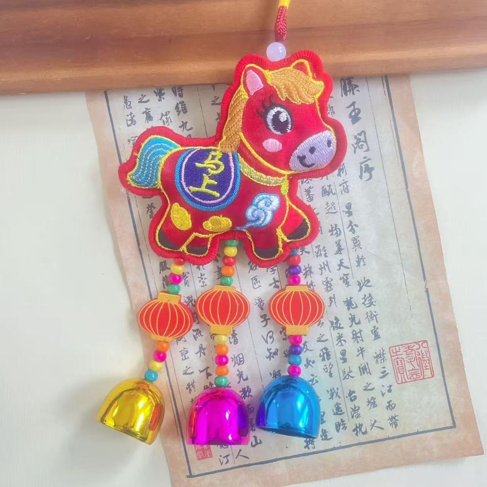 Chinese Red Spring Festival Bell Pendant Horse Wind Chimes Decoration  Festive Accessory