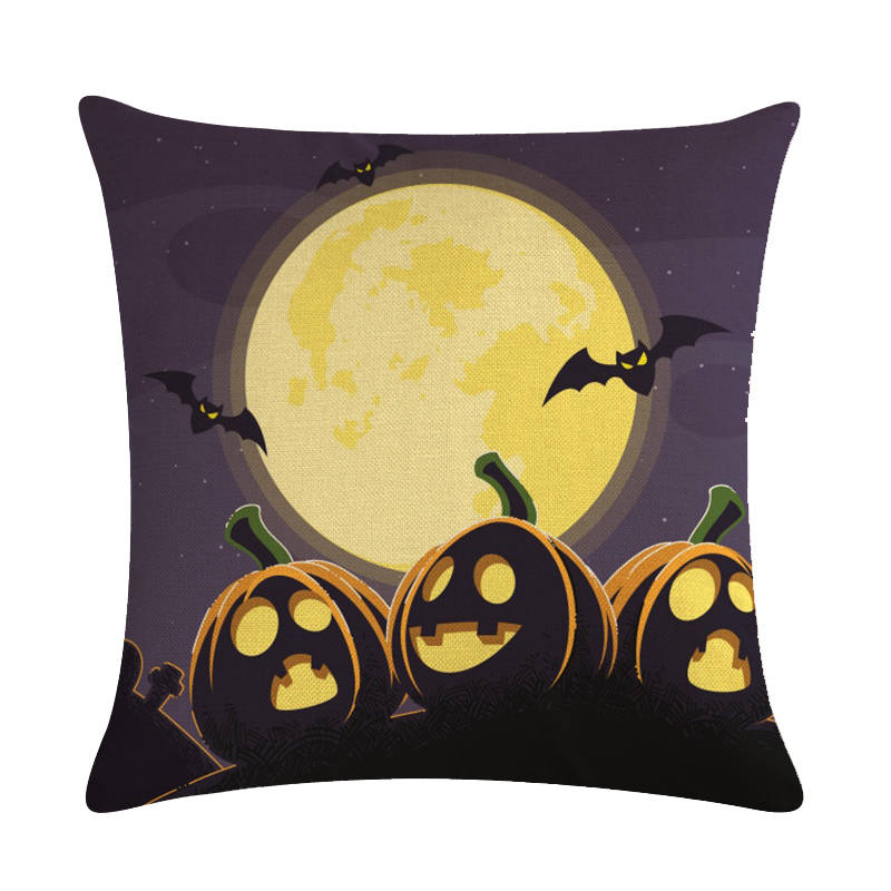 Home Decoration Pumpkin Cat Witch Halloween Happy Printing Poly Pillow Pillow Case Funda De Almohada