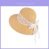 French Lace Ribbon Sun Hat With Wide Brim For Summer Beach Vacation Girls