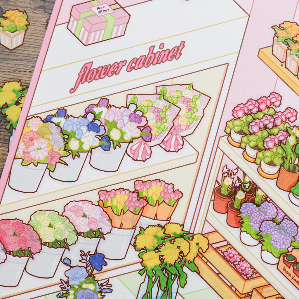 JIAMEI Kawaii 3D Cartoon Miniature Scene Fun Simulation Store Management Style Stickers DIY Scrapbook Materials Scene Stickers