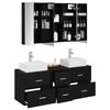 Bathroom Furniture Set 4 Pcs Black Oak Engineered Wood and Glass