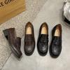 Four Seasons Simple One-Pedal Love New British Style Small Leather Shoes Women's 2025 College Style Flat Shoes Fashion