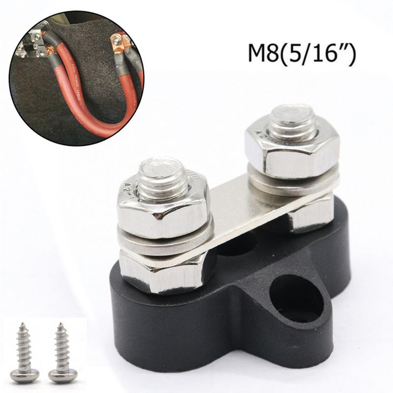 Daul Terminal Block Stud Double M8 DC 48V Bus Bar Power Positive Negative Fixed Wiring Bolts for Truck RV Boat