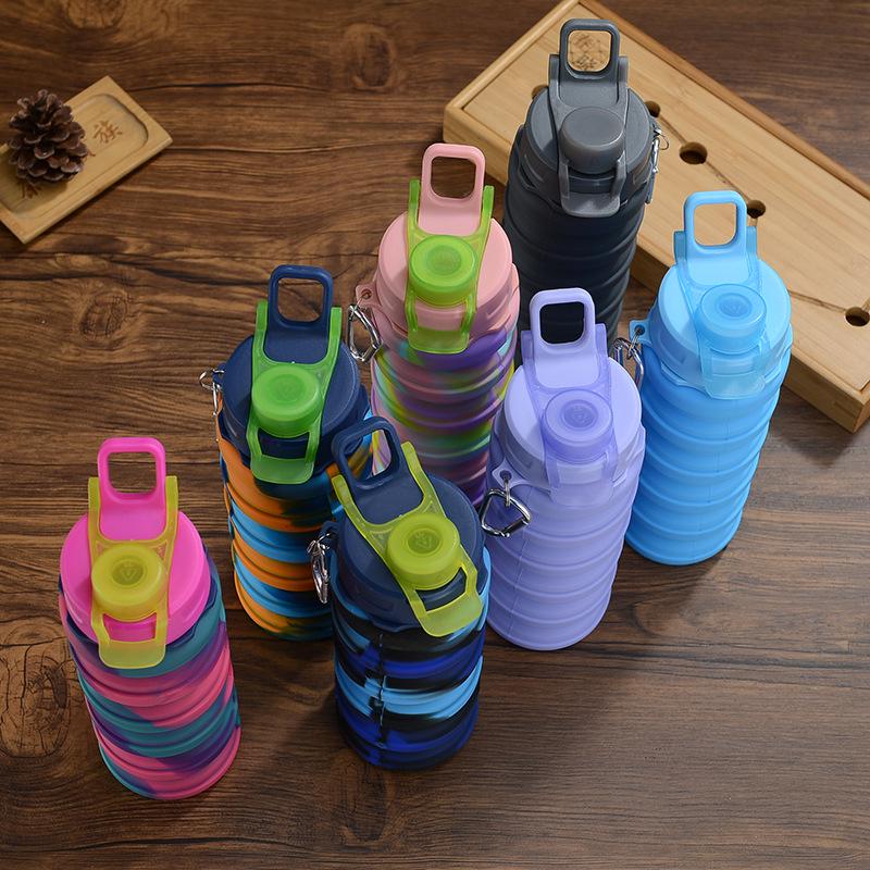 Compact Silicone Foldable Water Bottle - 500ml Portable Sports Bottle for Outdoor Activities