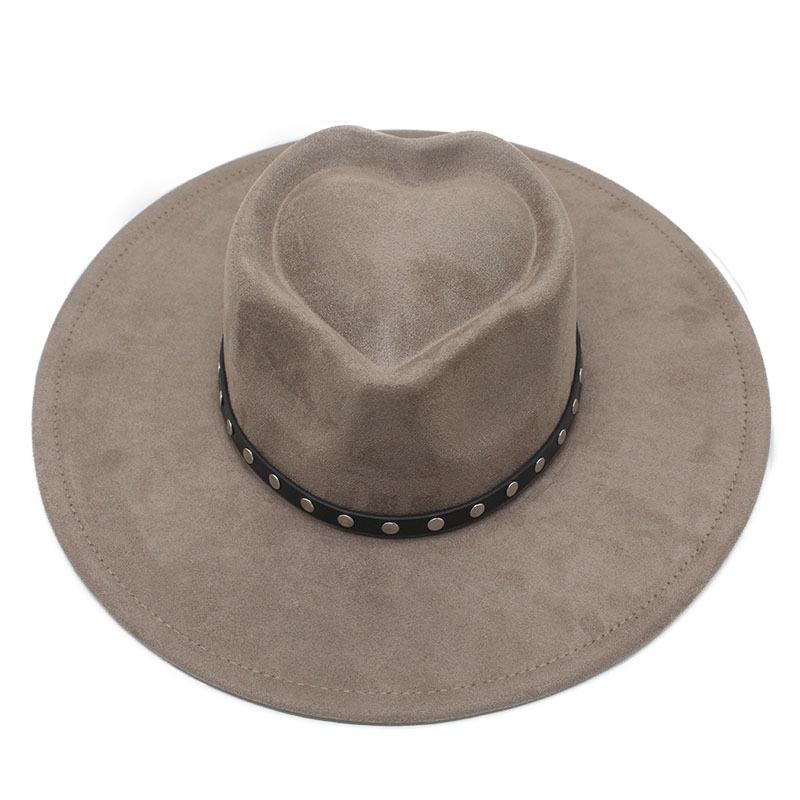 New ethnic style big edge jazz top hat men's and women's brims suede peach heart hat