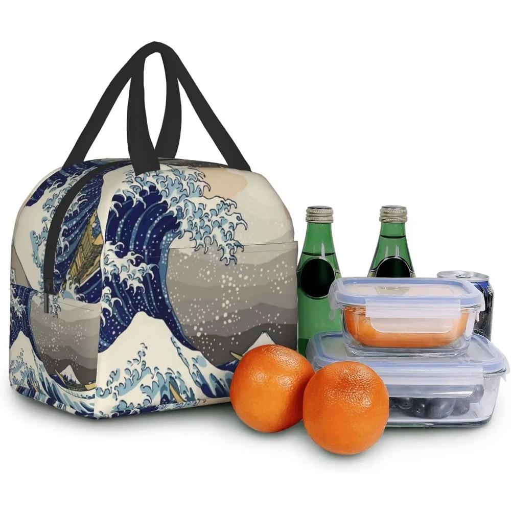 Lunch Bag for Women The Great Wave Off Kanagawa Art Insulated Lunch Box Cooler Tote for Work Office School Picnic Bento Bag