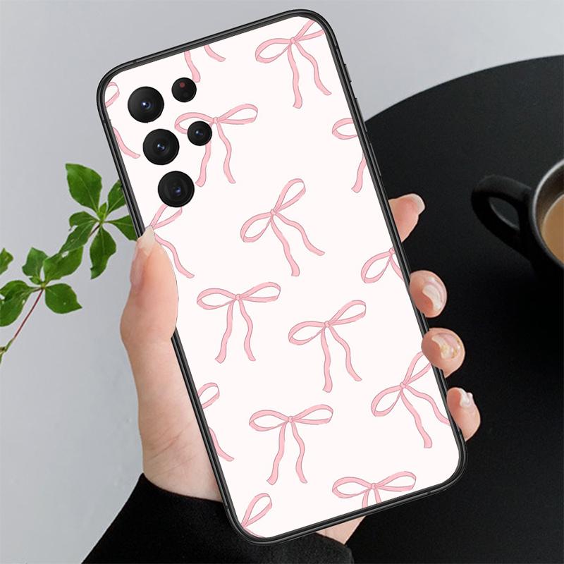Pink Bow Aesthetic Coequtte Funda Phone Case For Samsung Galaxy S26 S25 S24 S23 S22 Ultra S23 S22 S25 Plus S24 FE S26Edge