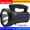 Rechargeable Solar LED Flashlight: High Power, Long Range, Waterproof, with Side Light & Remote Control.