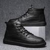 2025 Autumn New Men's Shoes British Style High-top Men's Fashion Casual Shoes Trendy Business Black Platform Leather Shoes