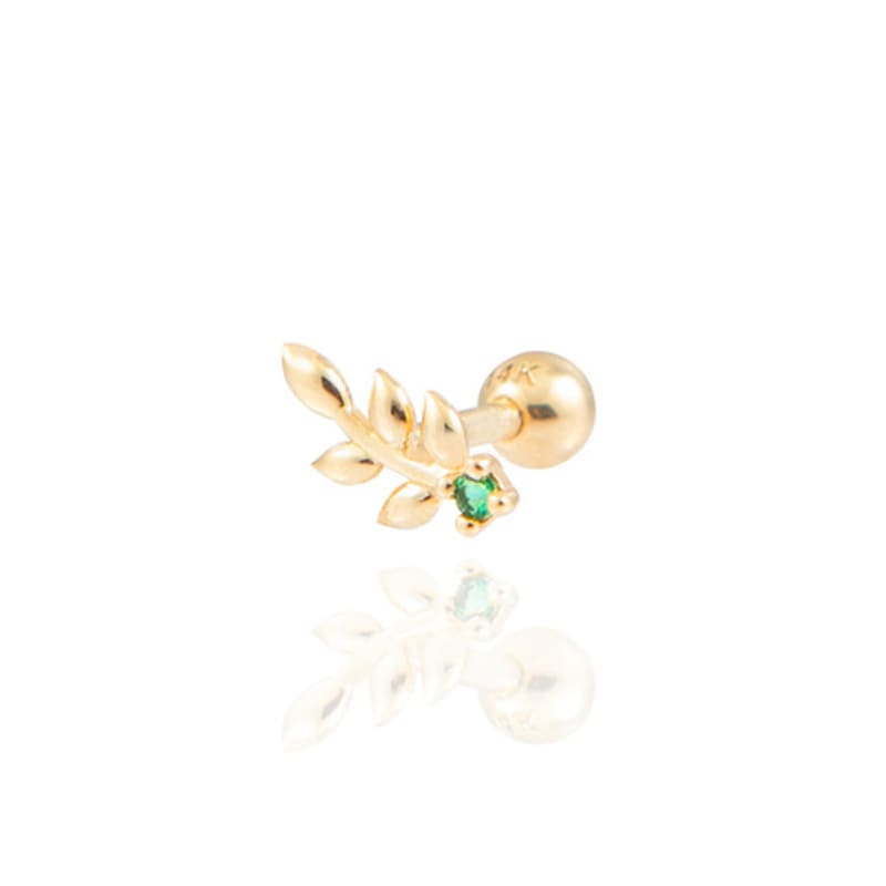 

LUNNE 14k Laurel Emerald Piercing (14k Gold) C14 Gold (individual)