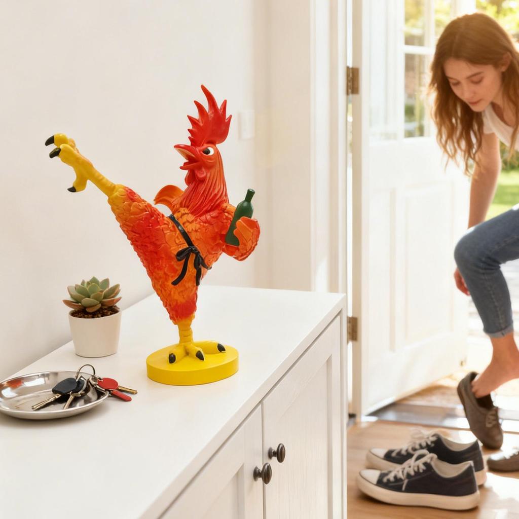 Chicken Figurines Abstract Collectible Kung Fu Rooster Statues Indoor Table Decor Kung Fu Chicken Sculpture For Living Room