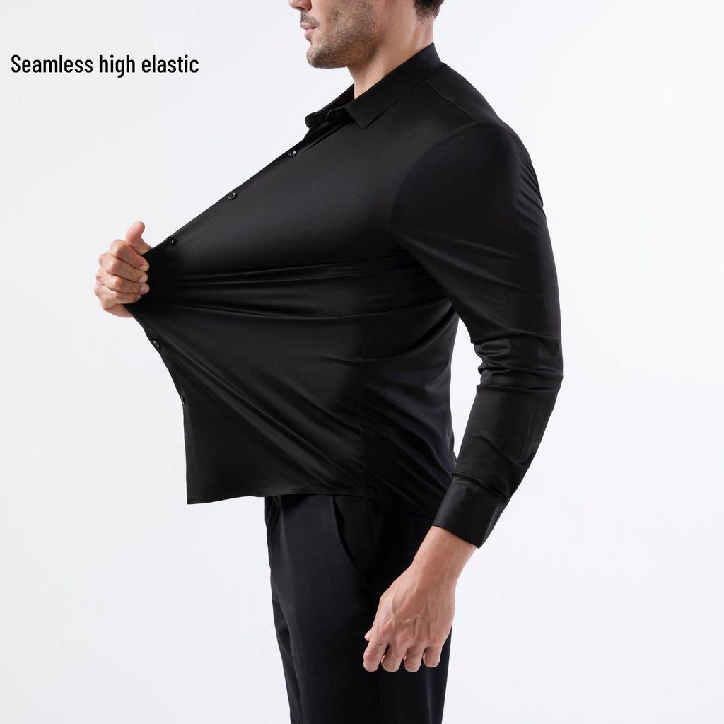 Seamless High Elasticity Four-Way Stretch Wrinkle-Free Men's European Size Shirt