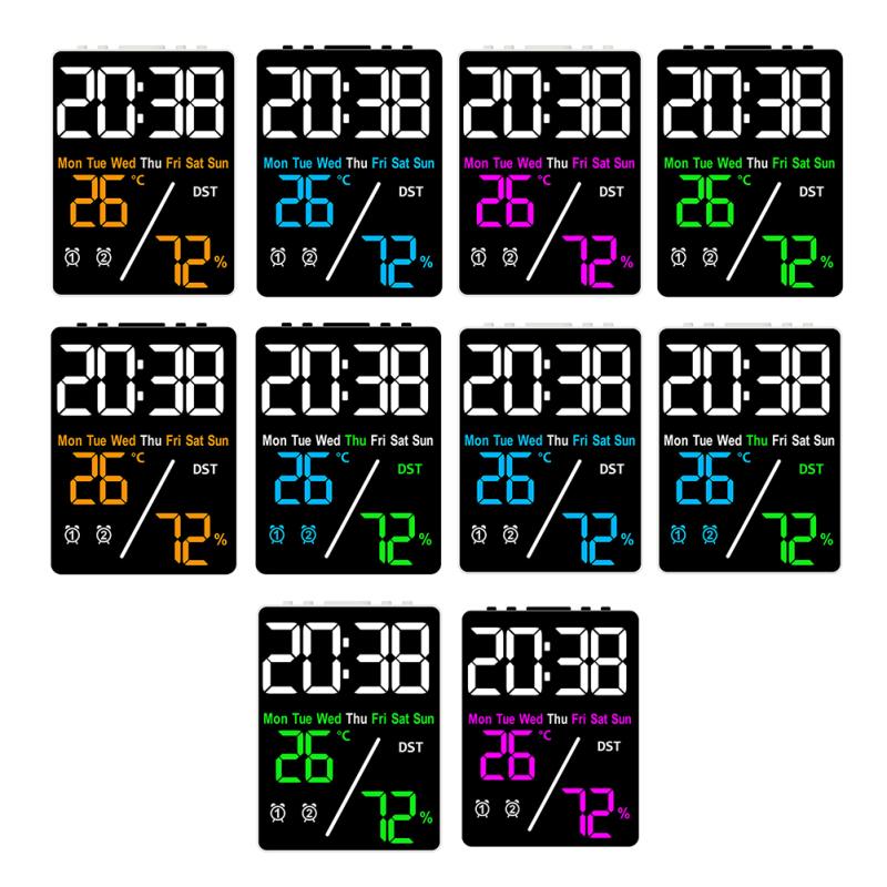 

Будильник для спальни, светодиодный дисплей, цифровые часы с температурой и влажностью в помещении, регулируемая яркость, маленькие часы для крепко спящих детей и пожилых людей 5508