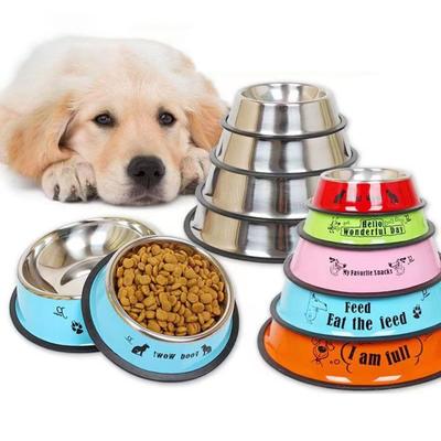 Anti Rollover Stainless Steel Dog Bowls Non-slip Cat Puppy Feeder  For Kitten/Puppy