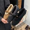 Xiaoxiangfeng bow fluffy shoes velvet single shoes with skirt temperament Mary Jane cotton shoes
