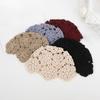 Fashion Flower Embroidery Hollow Crochet Knitted Hat French Retro Beanie Accessories
