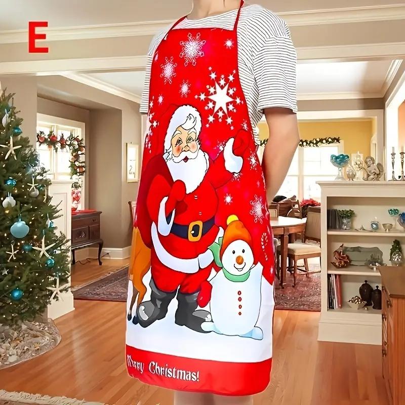 New-Year Snowman Pattern Christmas Apron Home Cooking Kitchen Decoration Apron Adult Antifouling Christmas Decorations