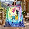 Adventure Time Custom Name Flannel Blanket Personalized Soft Warm Plush Throw Blanket Customized Gift for Family Friends