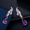 E0271 Angel Wings, Color Zircon Water Drop Earrings Needles High-End Banquet Women'S Accessories