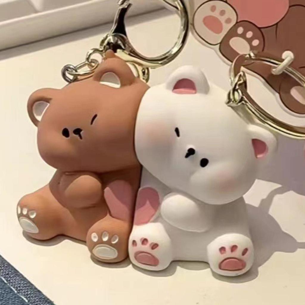Key Chain Pendant 1Pair Bear Couple Magnetic Keychain Cute Cartoon Animal Doll Bag Pendant Key Chains Gifts For Lovers Ornaments