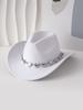 European and American hollow metal oversized love chain hat chain hip hop punk cowboy hat top hat retro felt hat
