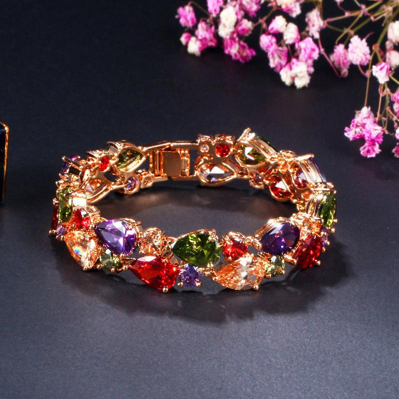 

Aaa Zircon Water Drop Bracelet Real Gold Plating разноцветный