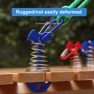 Deck-Anchor Pegs with Carabiners Windproof Tent Rope Tensioner Aluminum Deck Tie Down Spring Tent Stakes Outdoor Camping Fishbone Tent Pegs