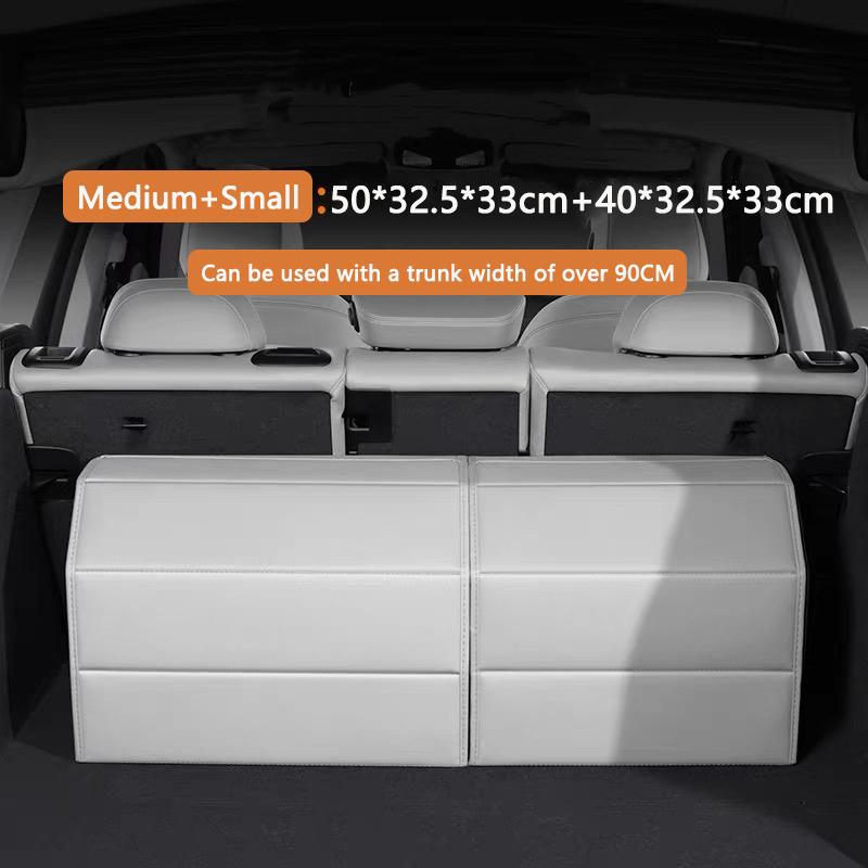 Car Trunk Storage Box Organizer For Tesla Model 3/Y Juniper PU Leather Trunk Cargo Storage Foldable Stowing Tidyin Container Bag
