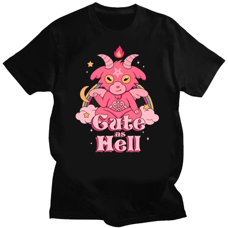 Kawaii Satan Demon Graphic Tshirts Funny Goat TeeHail Baphomet Horror Funny Evil T Shirt Men Women Summer M-4XL Tee Shirts