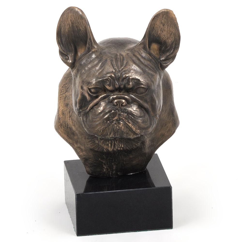 French Bulldog, Frenchie II - Dog Statue, Bust On Stone Base, Sculpture, Trophy for Dog Show by Art-Dog Brand