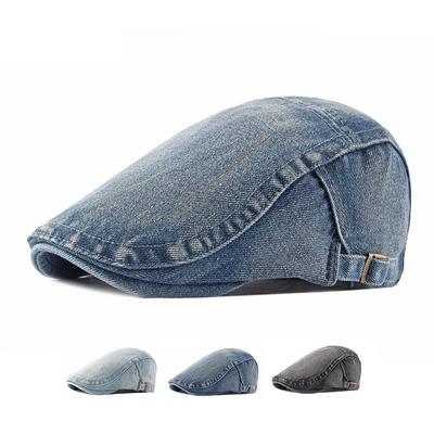 Denim Beret Hat Newsboy Caps for Men Cotton British Vintage Beret Men's Driver Forward Hat Gatsby Painters Hats Visor Hats Boina