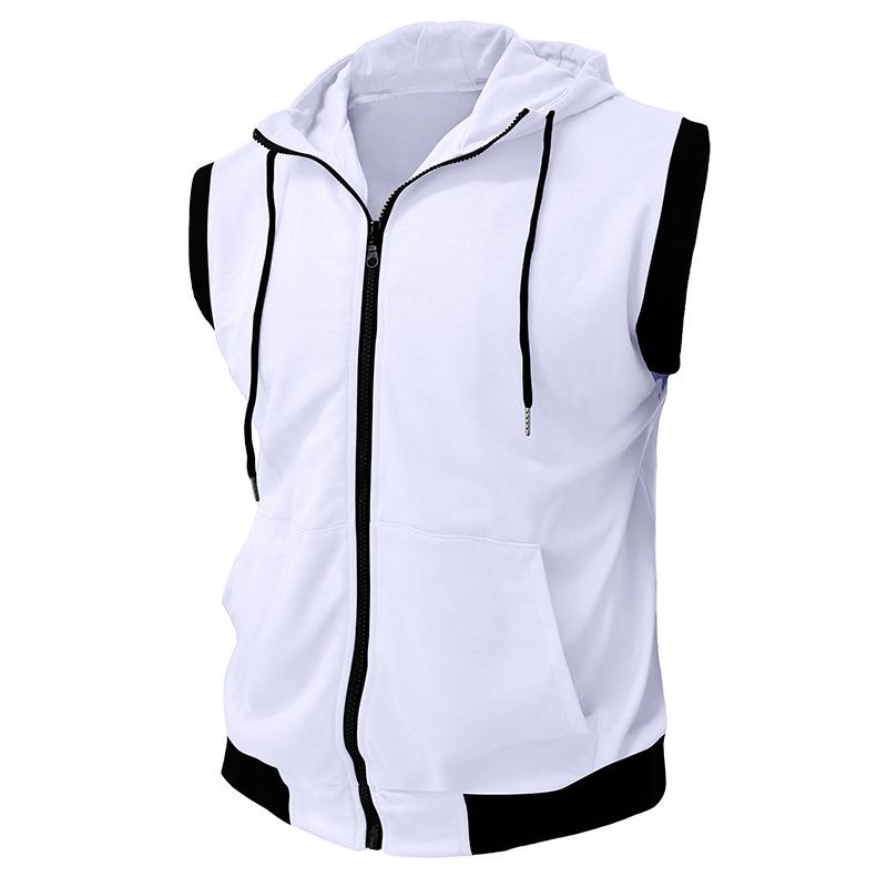 2025 Bestseller Men's Double-Layer Sleeveless Hooded Zipper Sweatshirt - Color Block Casual Fashion
