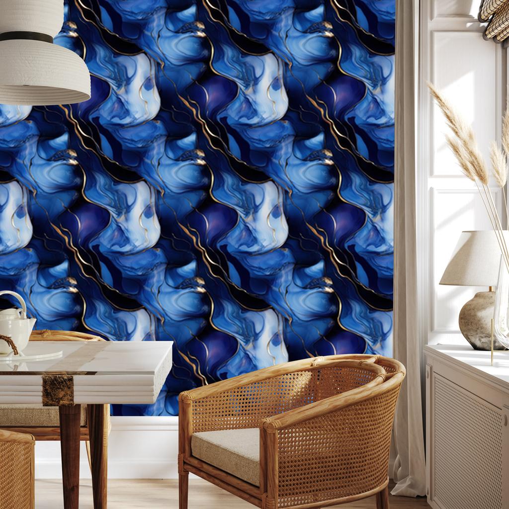 Wallpaper Ink blue, navy blue, black and azure 50x1000