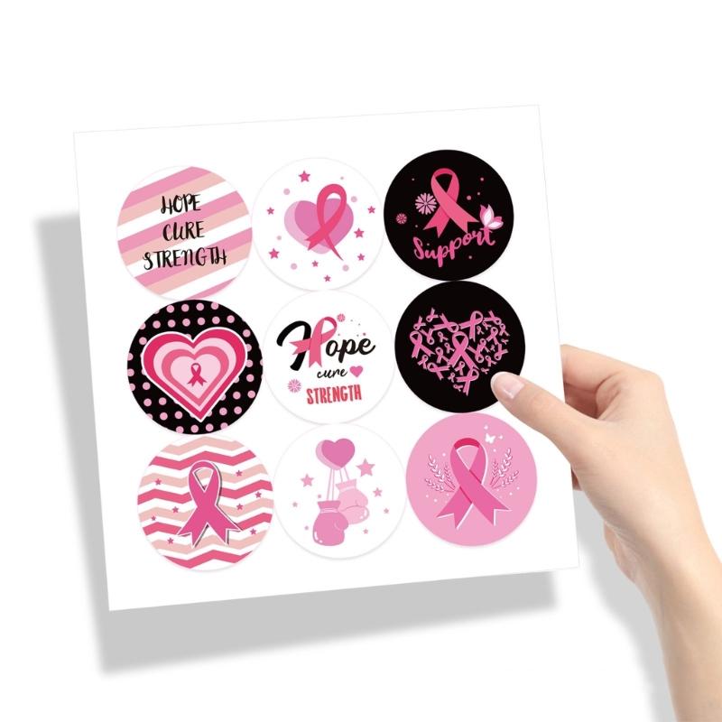 Pink Ribbon Awareness Sticker Decorative Sticker Breasts Cancer Awareness Labels for Event Gift Letter Package Sealing